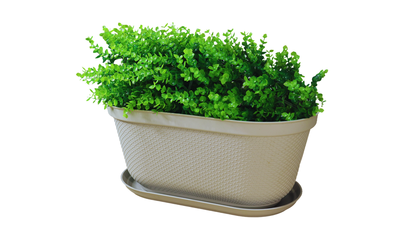 JARDINERA RAFIA 40CM CON BANDEJA