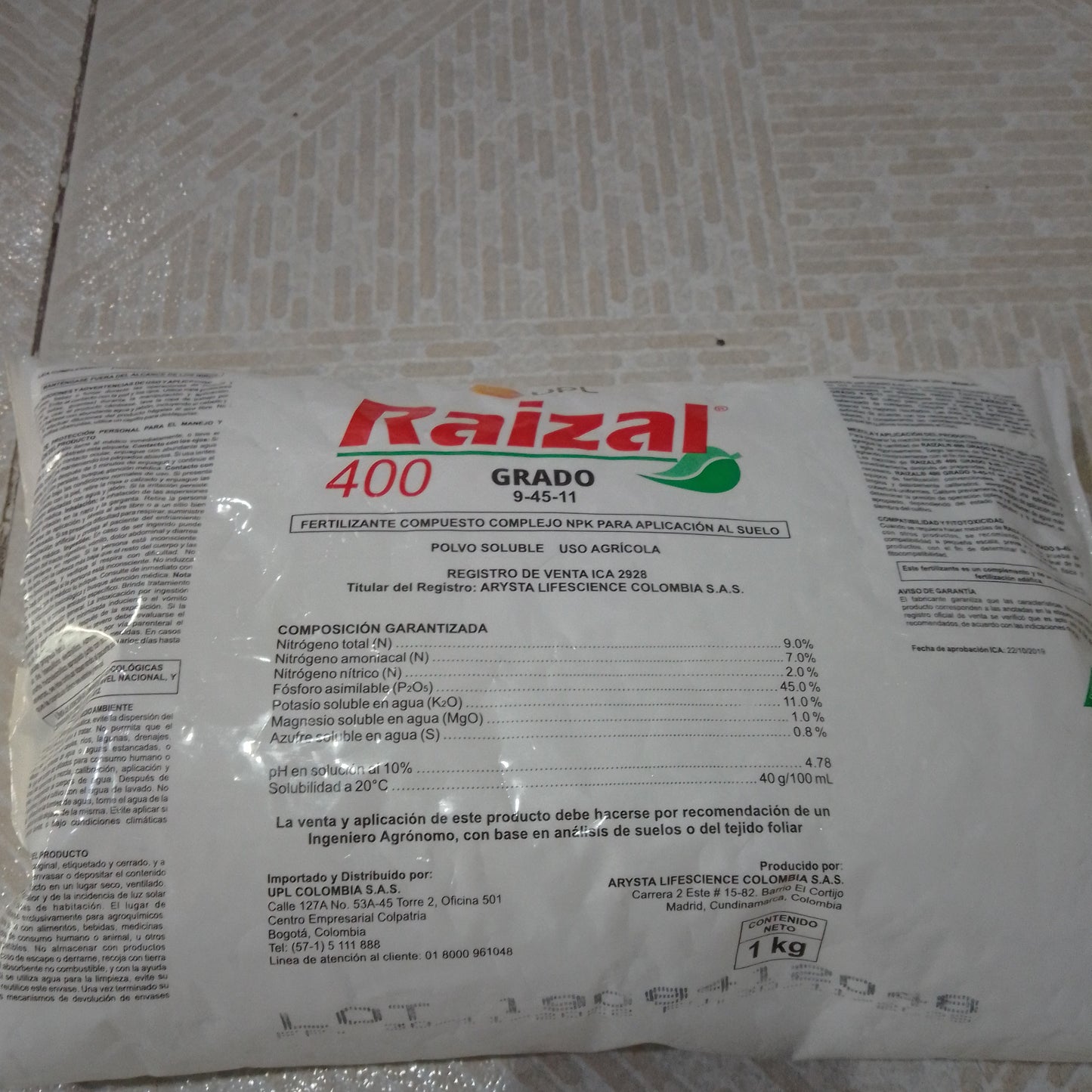 RAIZAL 400 GRADO 9 - 45 - 11 X KILO