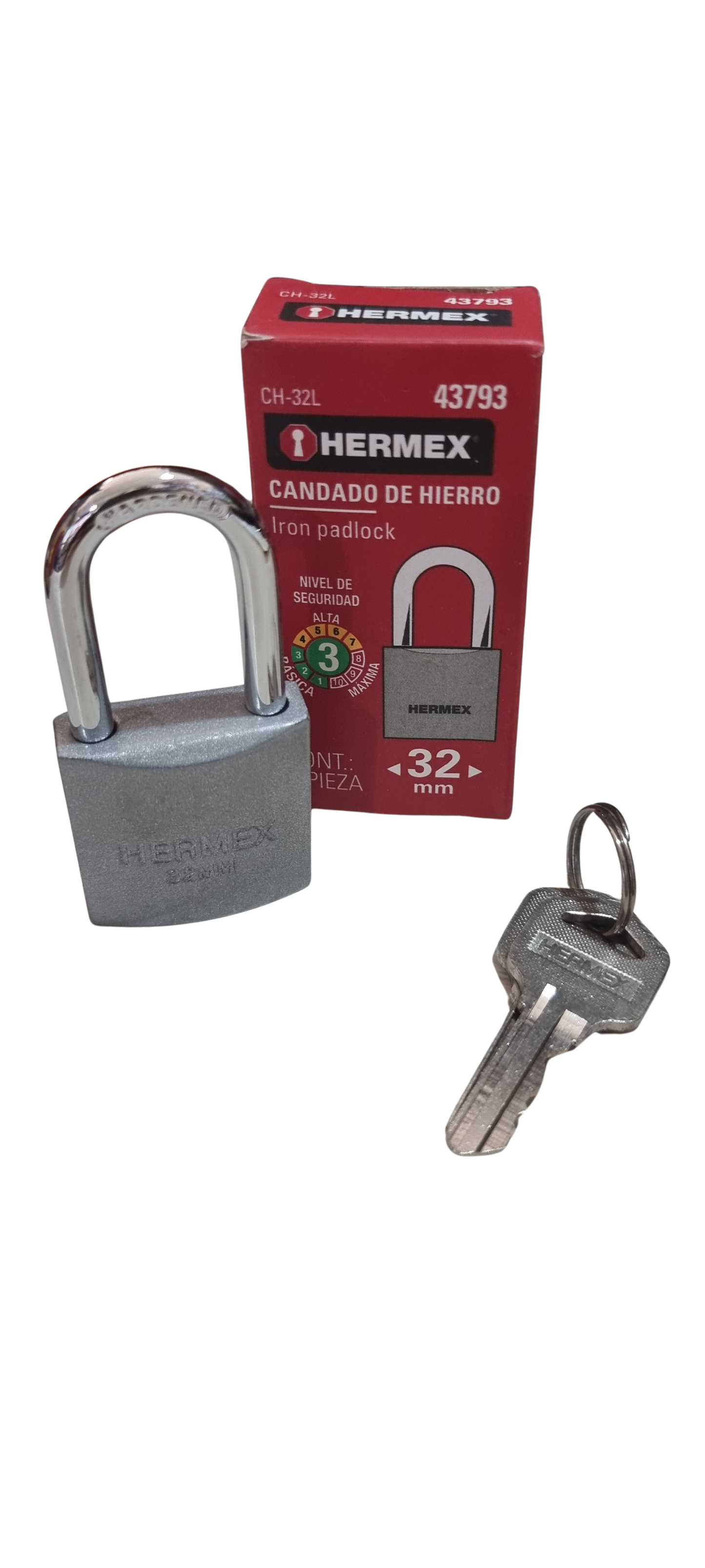 CANDADO DE HIERRO GANCHO LARGO 43793