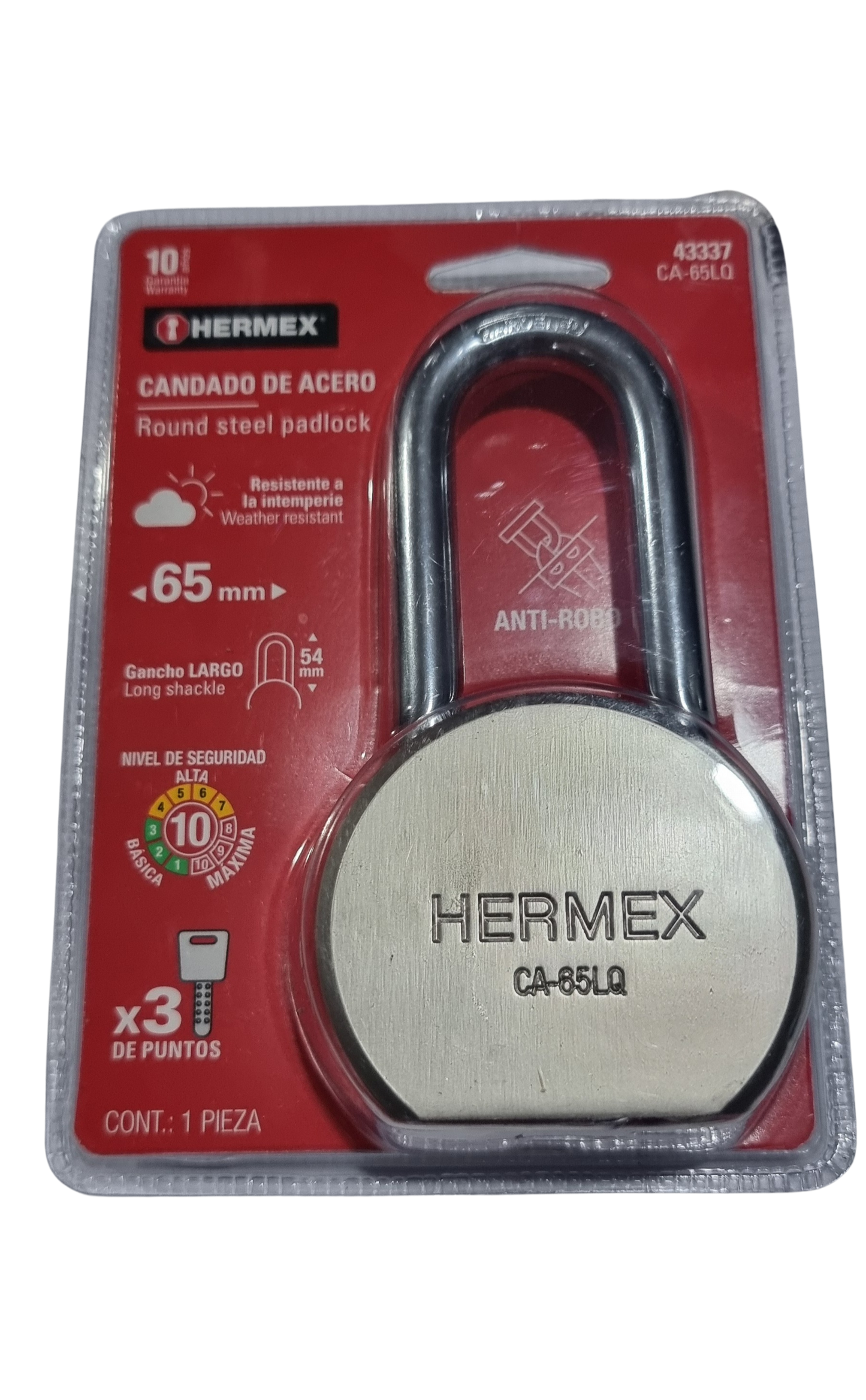 CANDADO DE ACERO REDONDO 65 MM 43337