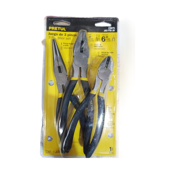 JUEGO DE 3 ALICATES PRETUL 23975