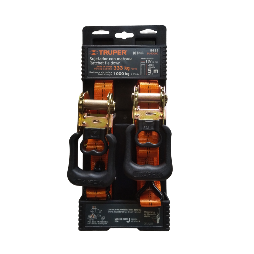 JUEGO DE ESLINGAS CON RATCHET CARGA MÁXIMA 1000 KG 19285