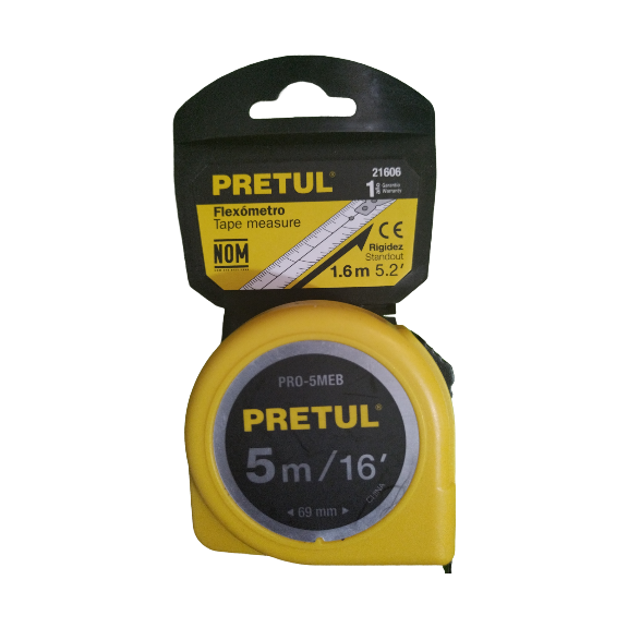 FLEXÓMETRO AMARILLO 5M CINTA 19MM 21606