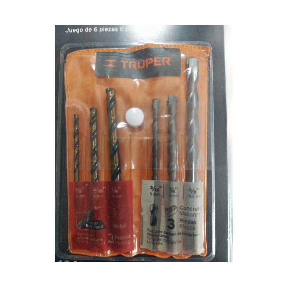 JUEGO 6 BROCAS ACERO RAPIDO 11336