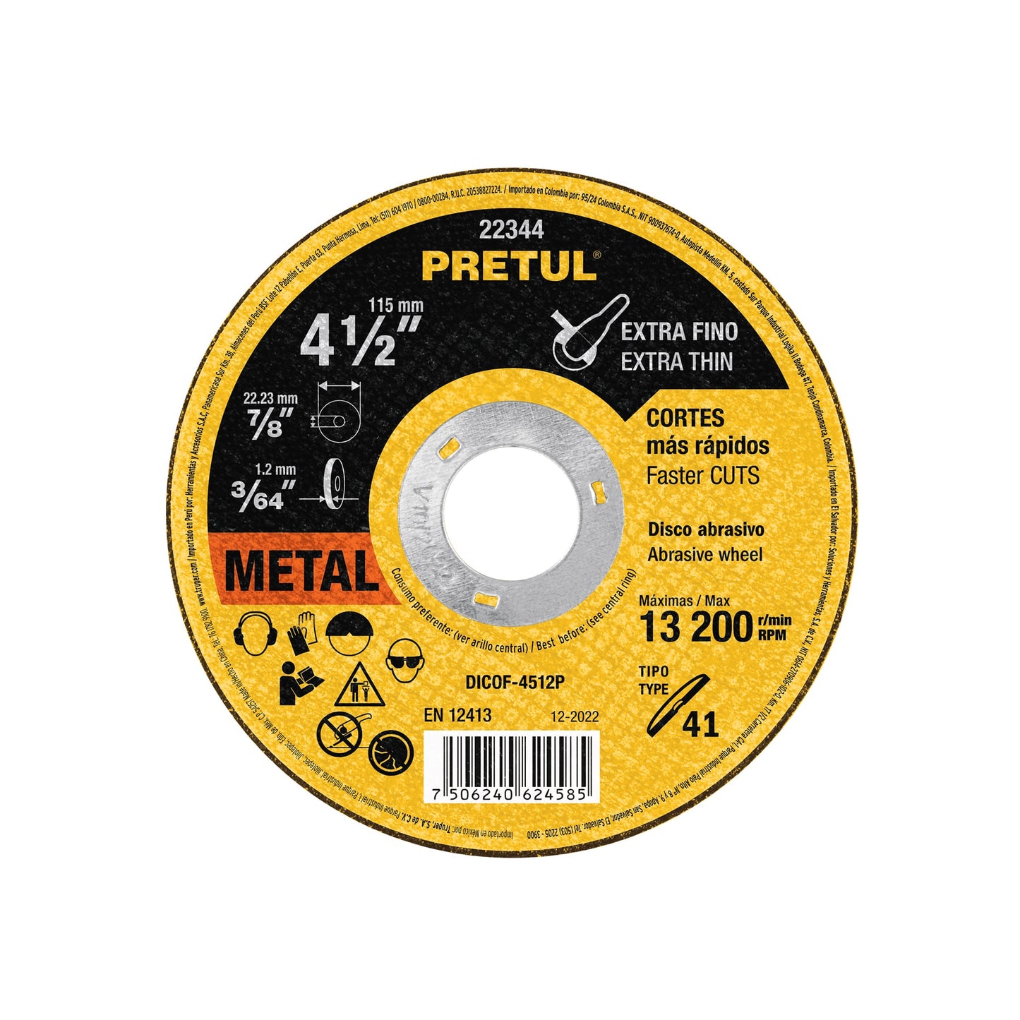 DISCO CORTE FINO 4" 1/2 PRETUL, 22344