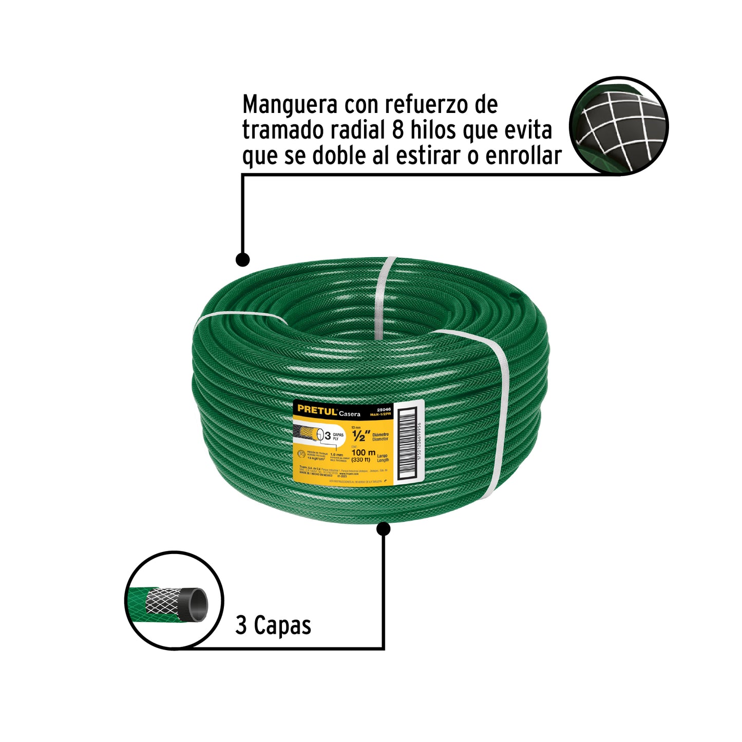 ROLLO MANGUERA PRETUL 25046 X 100 MTS