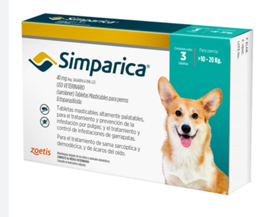 SIMPARICA ( 10 A 20 KG) PASTILLA