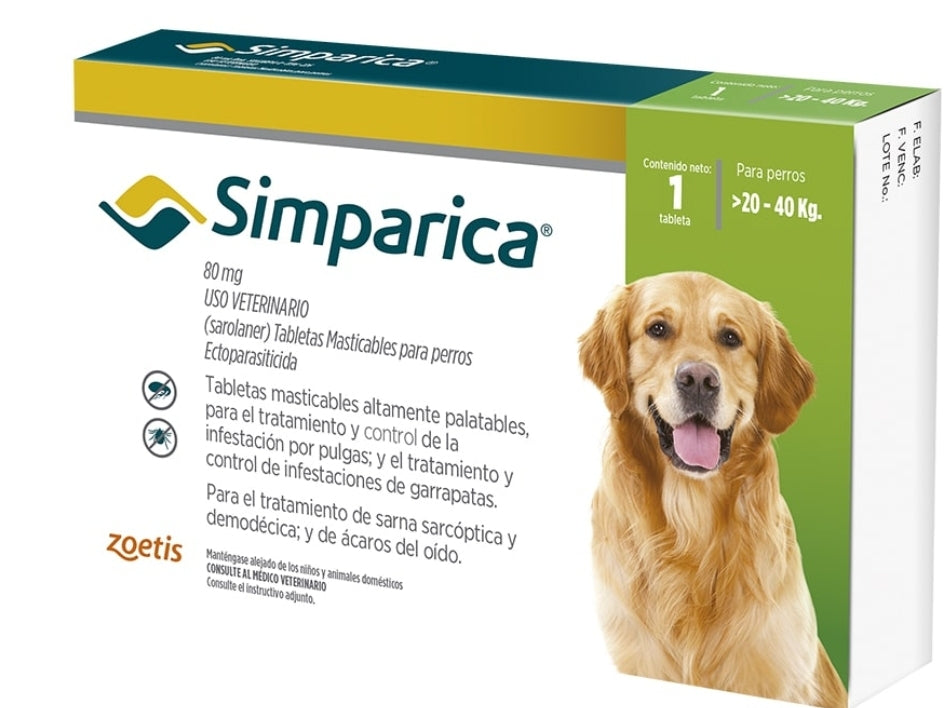 SIMPARICA 20 a 40 KG X PASTILLA