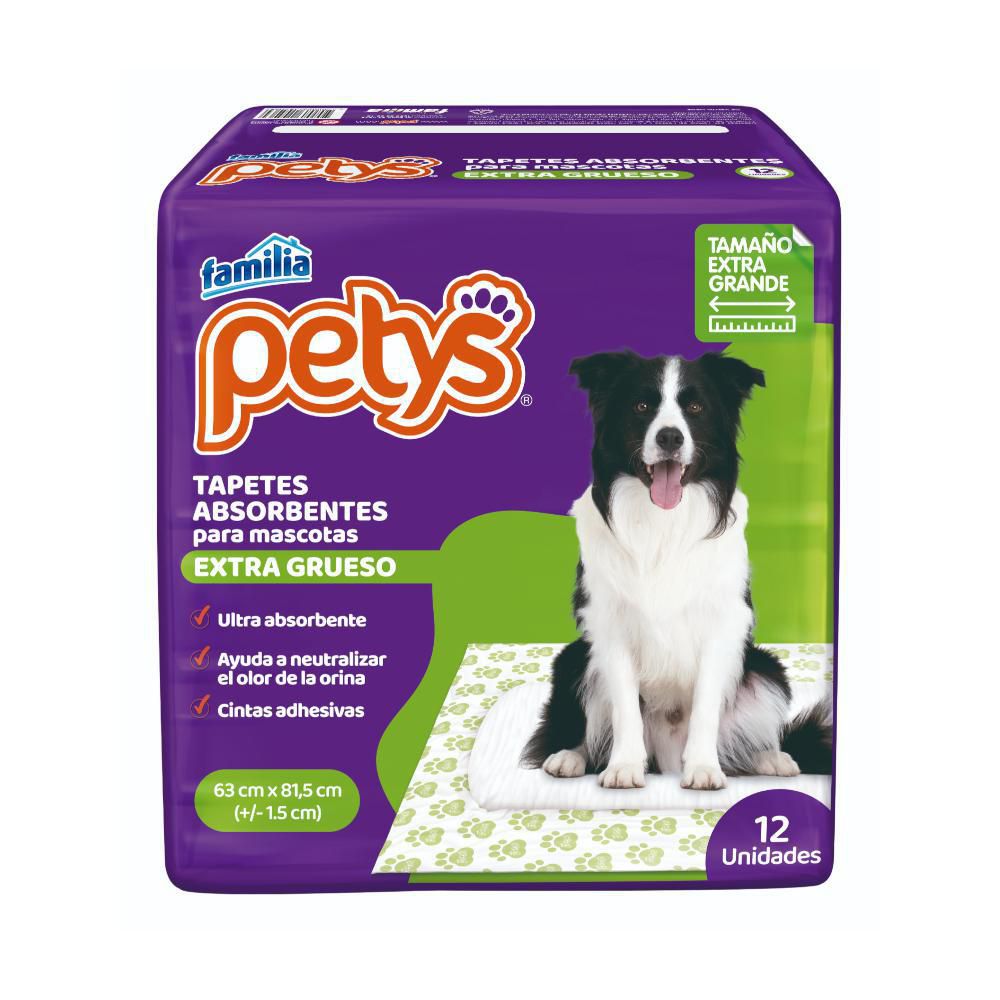 TAPETE ABSORBENTE PETYS 12 UNIDADES EXTRAGRUESO