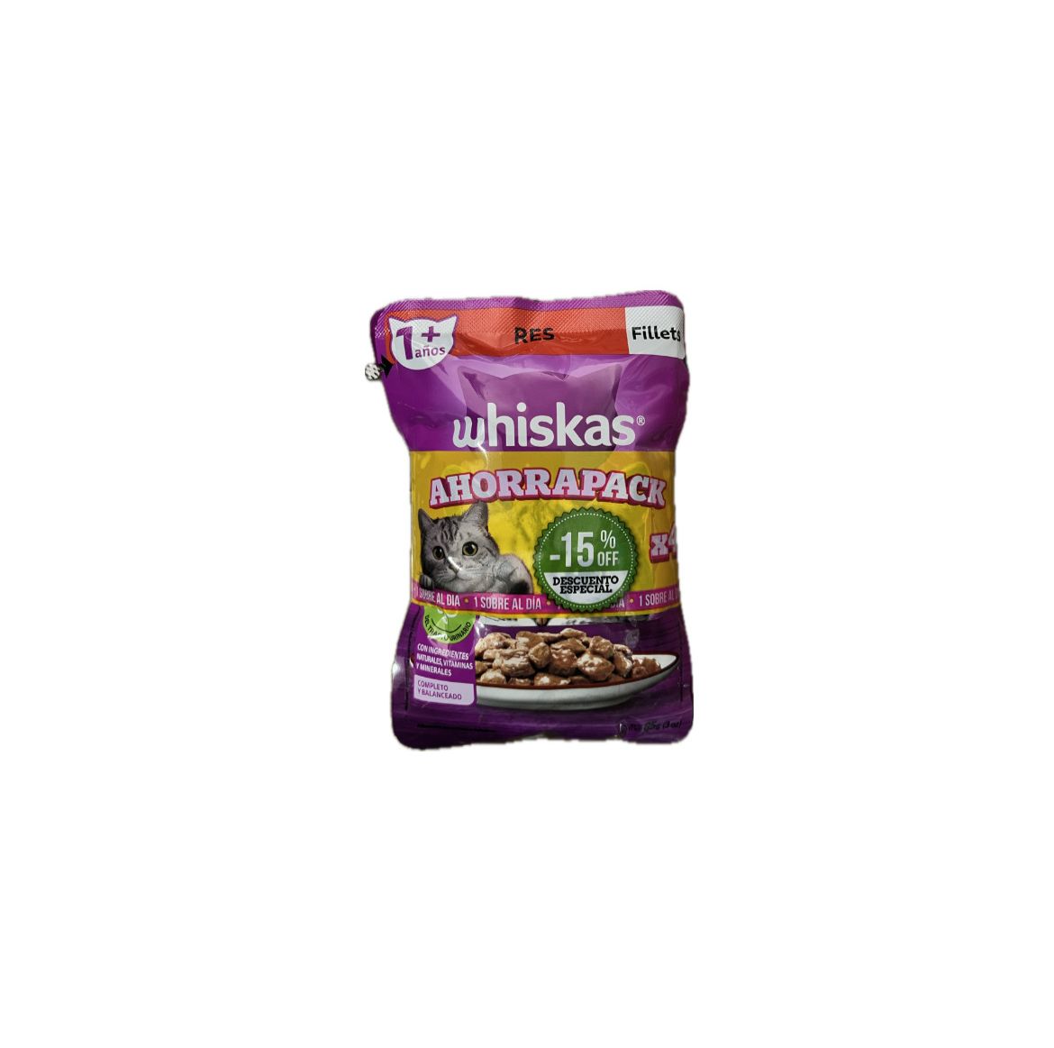 WHISKAS PACK X 4 UNI POUCH X 85 GR