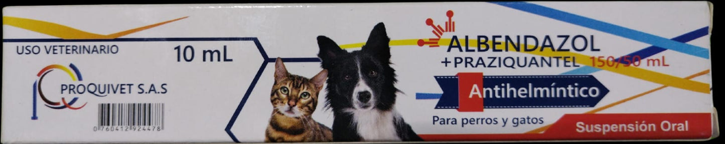 ALBENDAZOL PRAZICUANTEL PROQUIVET MASCOTAS