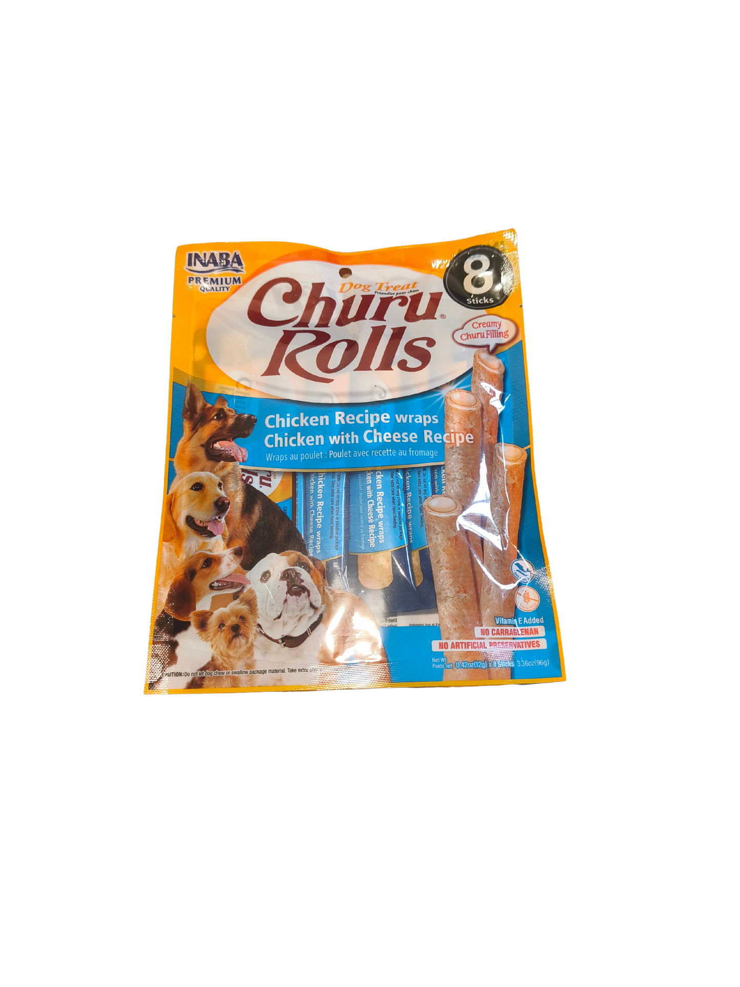 CHURU PERRO ROLLS POLLO Y QUESO 8 UNI X 96 GR