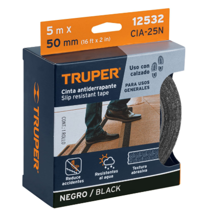 CINTA ANTIDERRAPANTE NEGRA X 5 MTS 12532