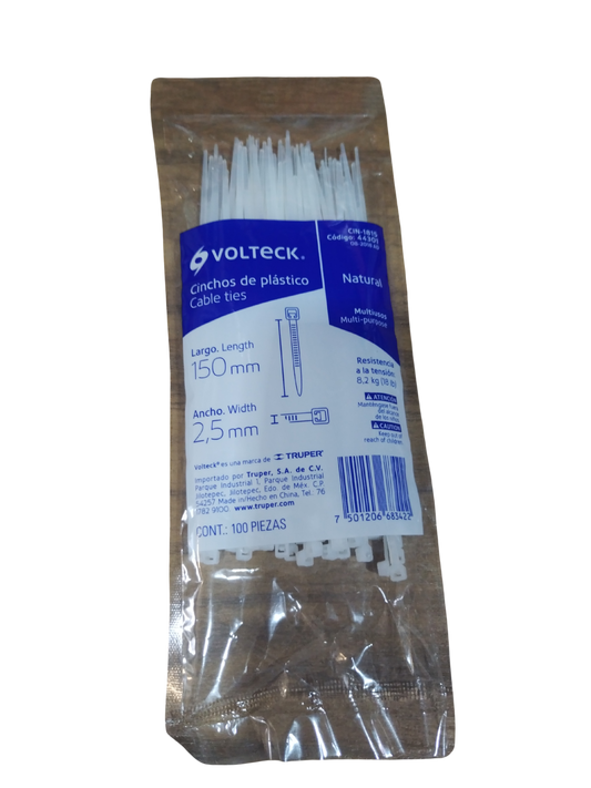 AMARRE PLASTICOS 18 LB 150 MM  TRANSPARENTES 44301