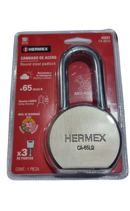 CANDADO DE ACERO REDONDO 65 MM 43337