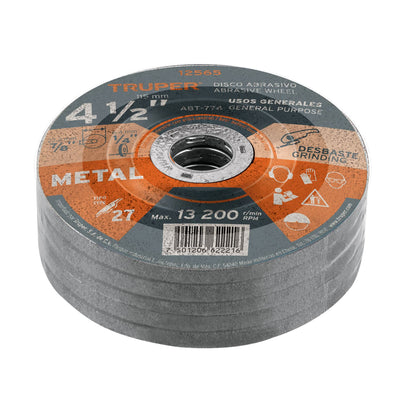 DISCO TIPO 27 DE 4-1/2 X 6.4 MM PARA DESBASTE DE METAL 12565