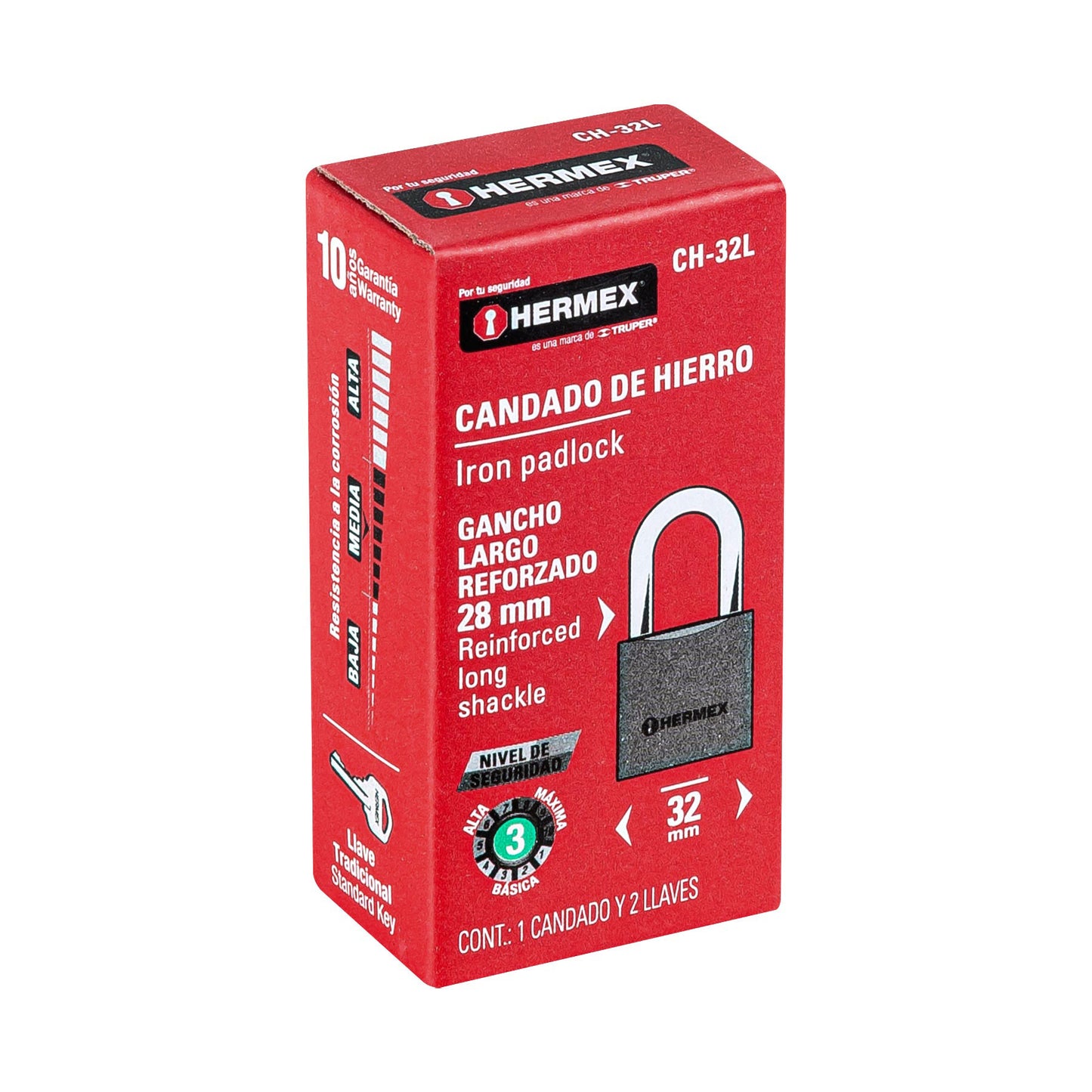 CANDADO DE HIERRO GANCHO LARGO 43793