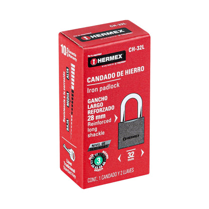 CANDADO DE HIERRO GANCHO LARGO 43793