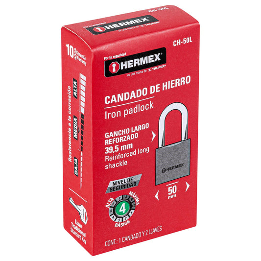 CANDADO HIERRO CON GANCHO LARGO 43325