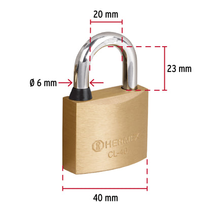 VORHÄNGESCHLOSS AUS MESSING 40MM 43428