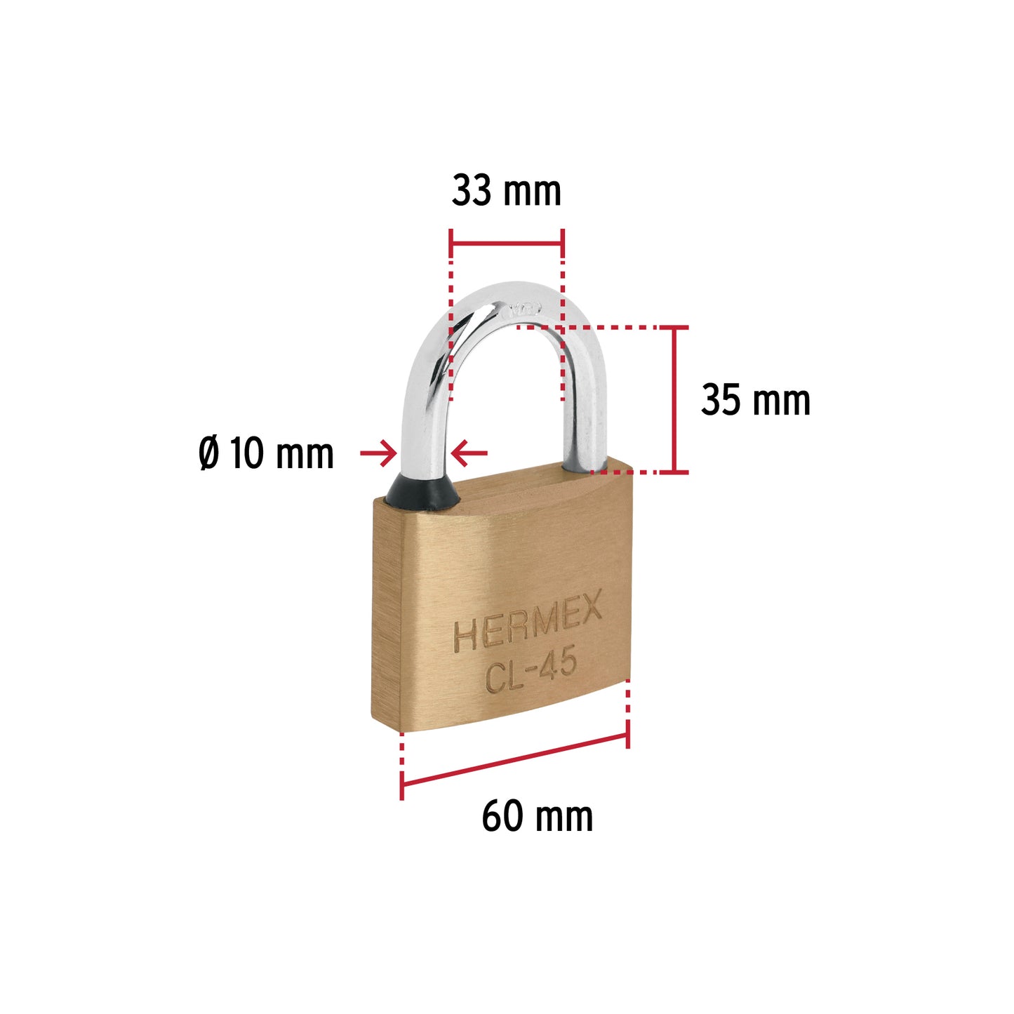 VORHÄNGESCHLOSS AUS MESSING 45MM 43429