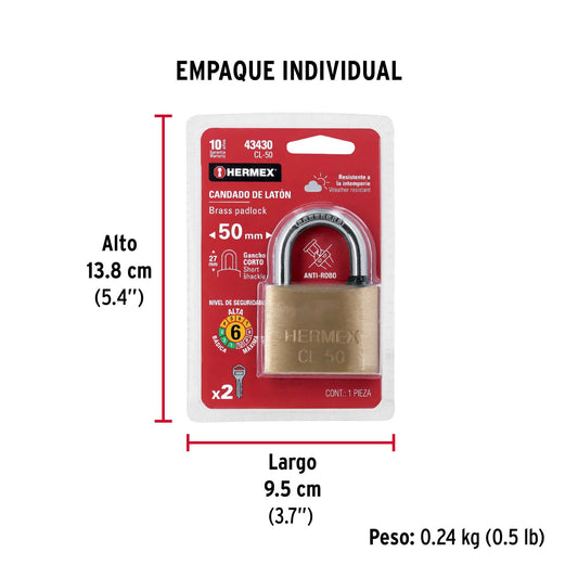 CANDADO DE LATON 50MM 43430