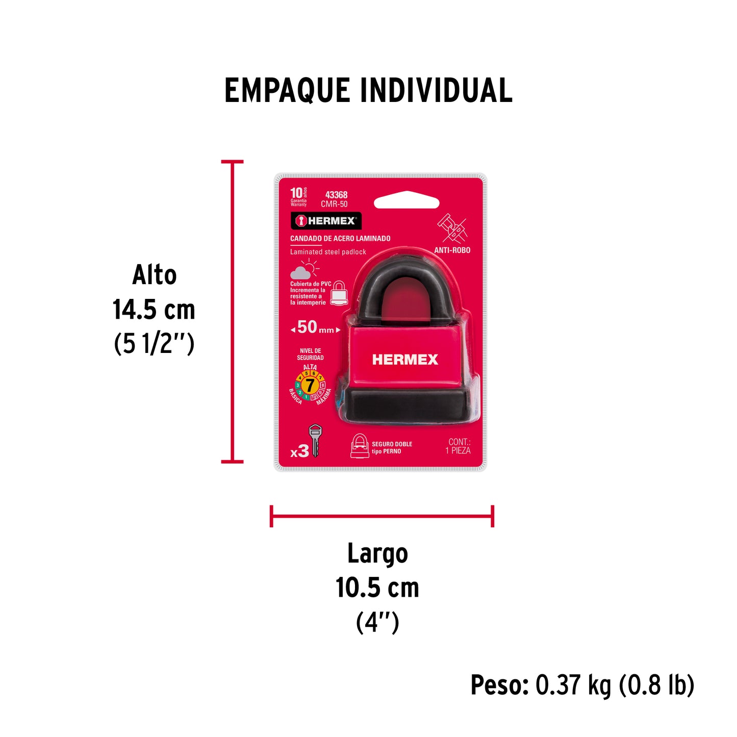 BESCHICHTETES LAMINIERTES VORHÄNGESCHLOSS 50MM 43368