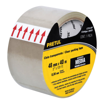 CINTA EMBALAJE DE 48mm x 40m transparente PRETUL 20525