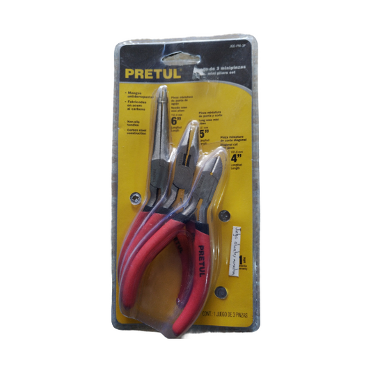 JUEGO ALICATES MINIATURA 3 PZAS PRETUL 20016