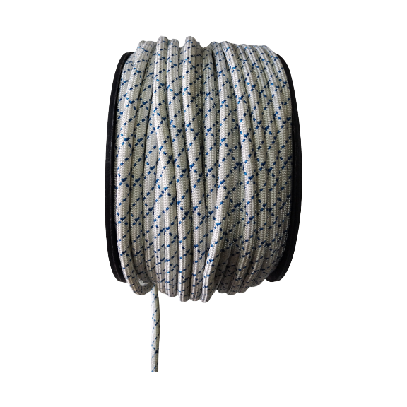 CUERDA ESTATICA CAL 11 3000 LB BLANCA AZUL