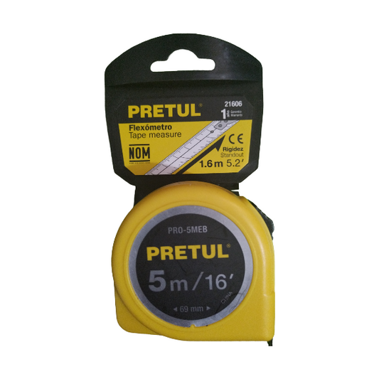 FLEXÓMETRO AMARILLO 5M CINTA 19MM 21606