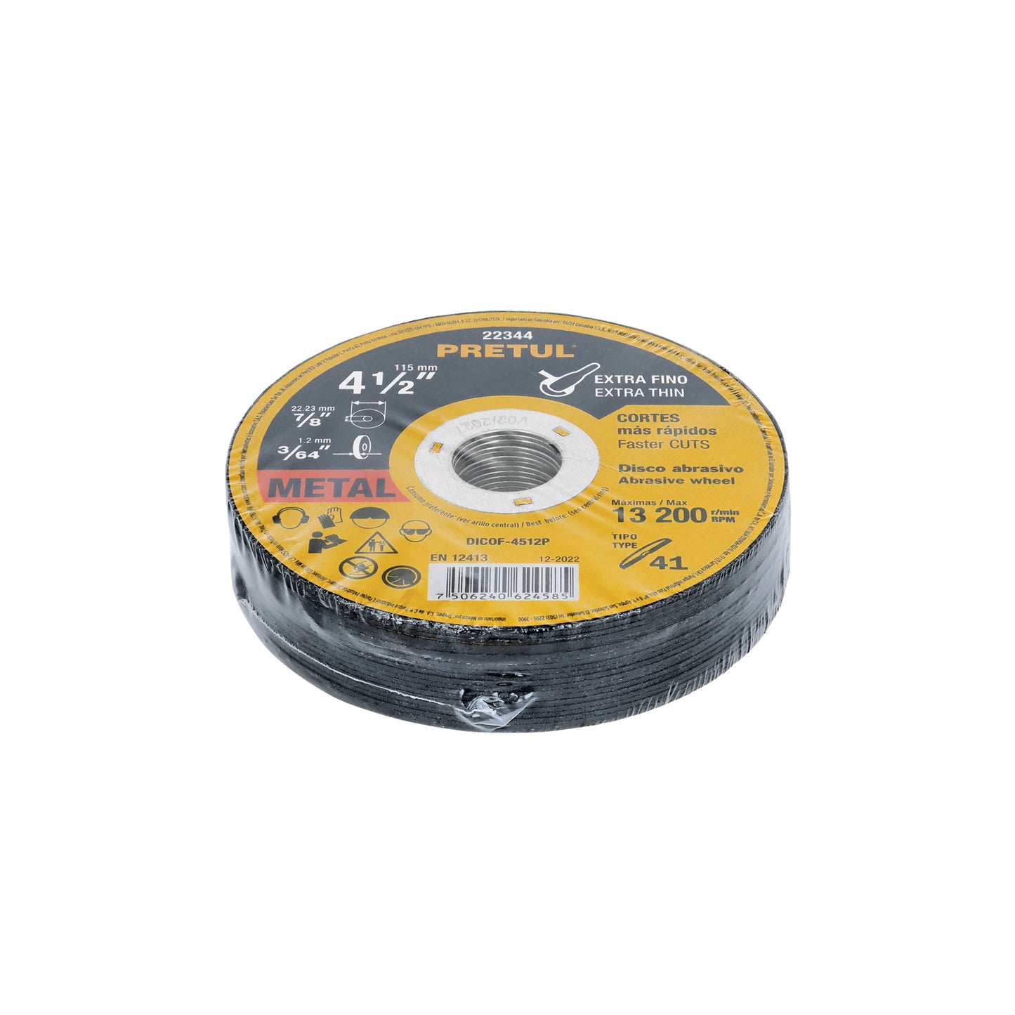 DISCO CORTE FINO 4" 1/2 PRETUL, 22344