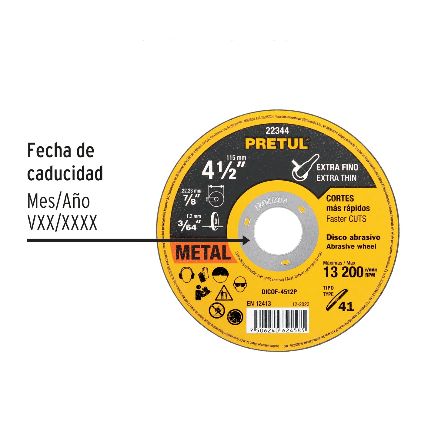 DISCO CORTE FINO 4" 1/2 PRETUL, 22344
