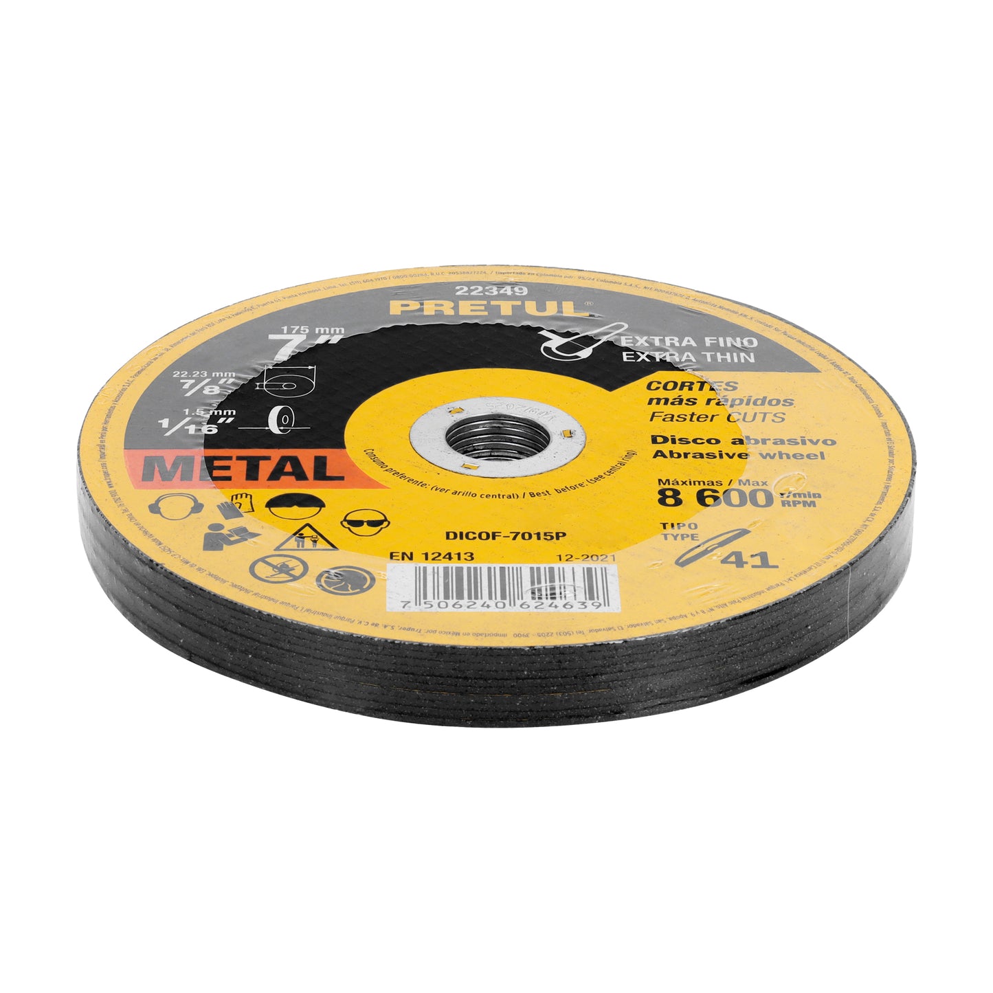 DISCO CORTE FINO 7" PRETUL 22349
