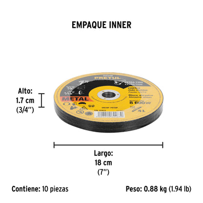 DISCO CORTE FINO 7" PRETUL 22349