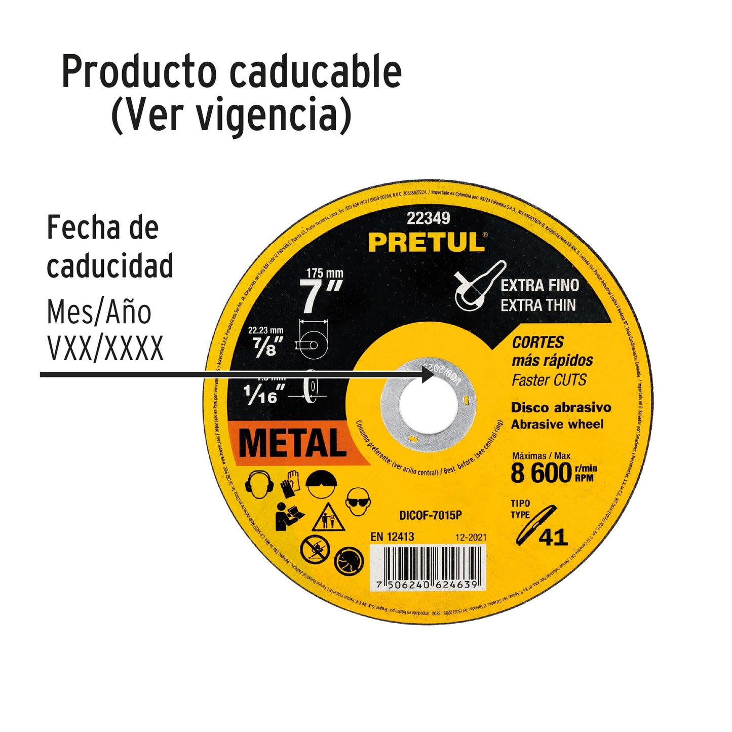 DISCO CORTE FINO 7" PRETUL 22349