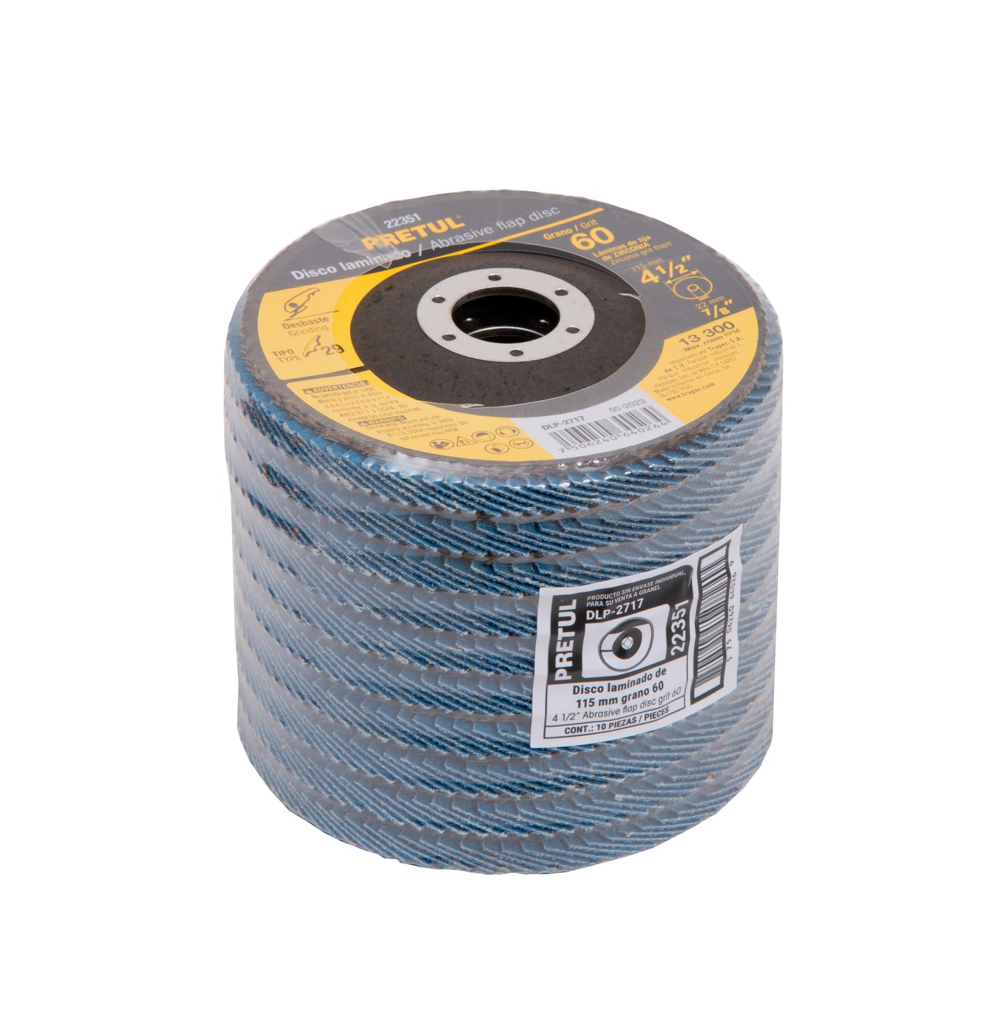 DISCO LIMADO 4-1/2 GRANO 60 CENTRO 7/8 FIBRA 22351