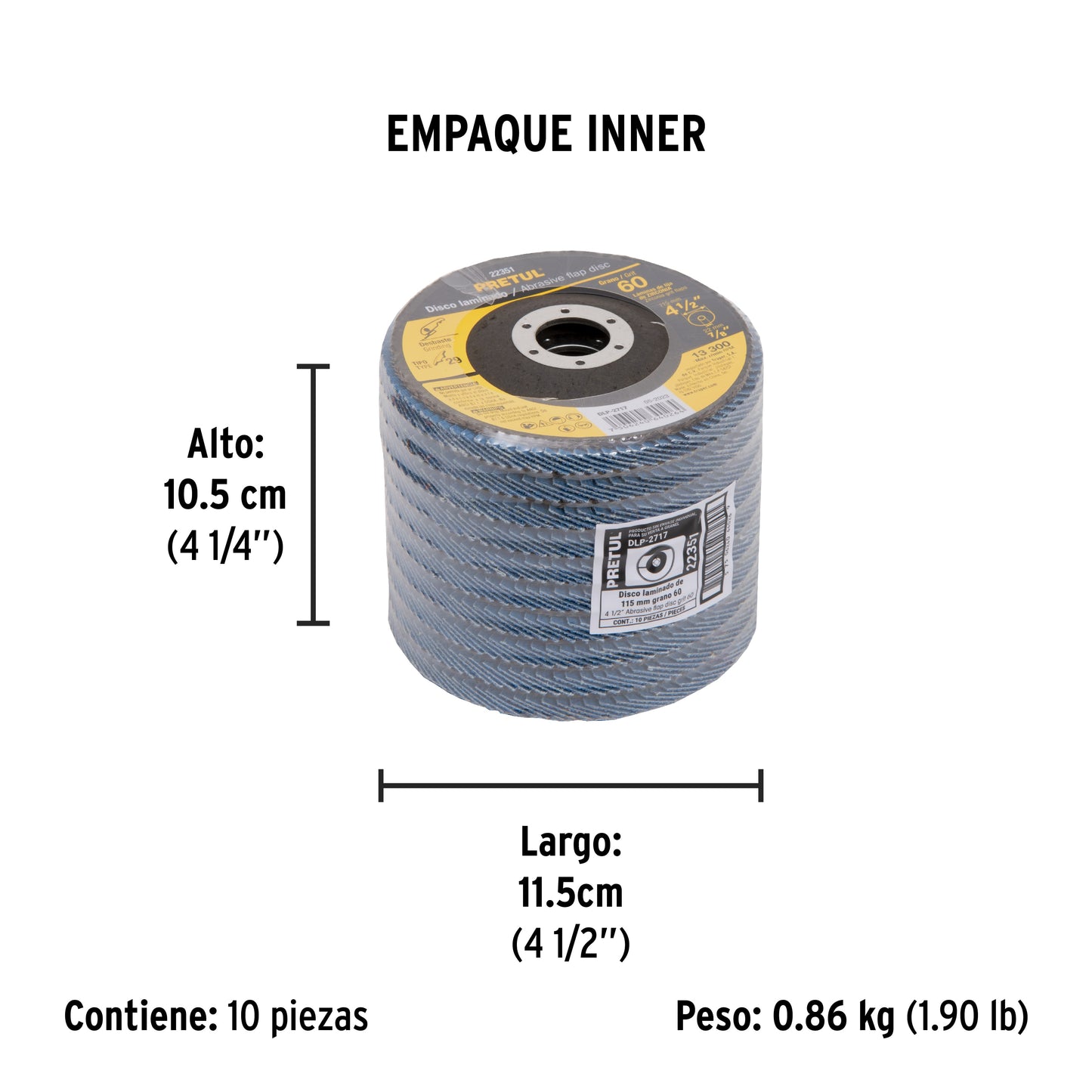 DISCO LIMADO 4-1/2 GRANO 60 CENTRO 7/8 FIBRA 22351