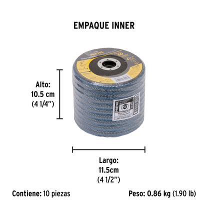 DISCO LIMADO 4-1/2 GRANO 60 CENTRO 7/8 FIBRA 22351