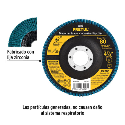 DISCO LIMADO 4-1/2 grano 80 centro 7/8 fibra 22352