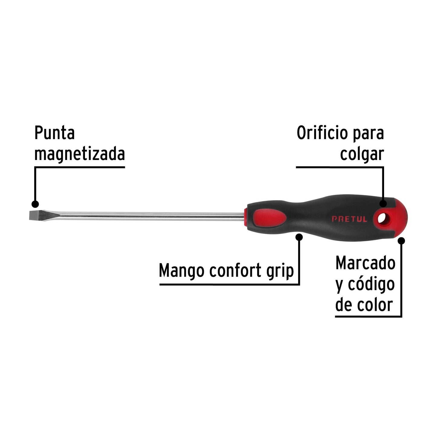 DESTORNILLADOR PUNTA PALA 1/4" x 6" mango COMFORT GRIP 21484