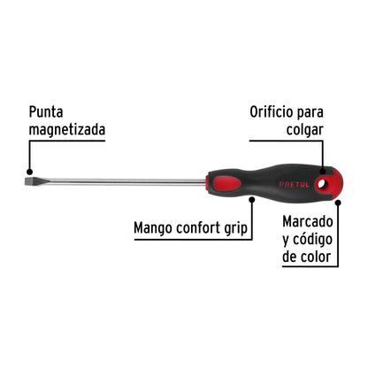 DESTORNILLADOR PUNTA PALA 1/4" x 6" mango COMFORT GRIP 21484