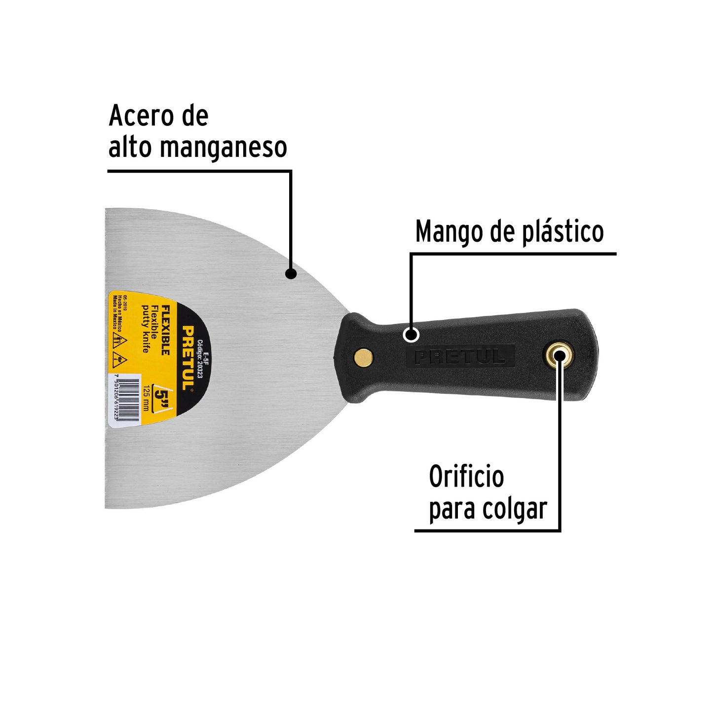 ESPÁTULA FLEXIBLE 5" CON MANGO DE PLÁSTICO 20323