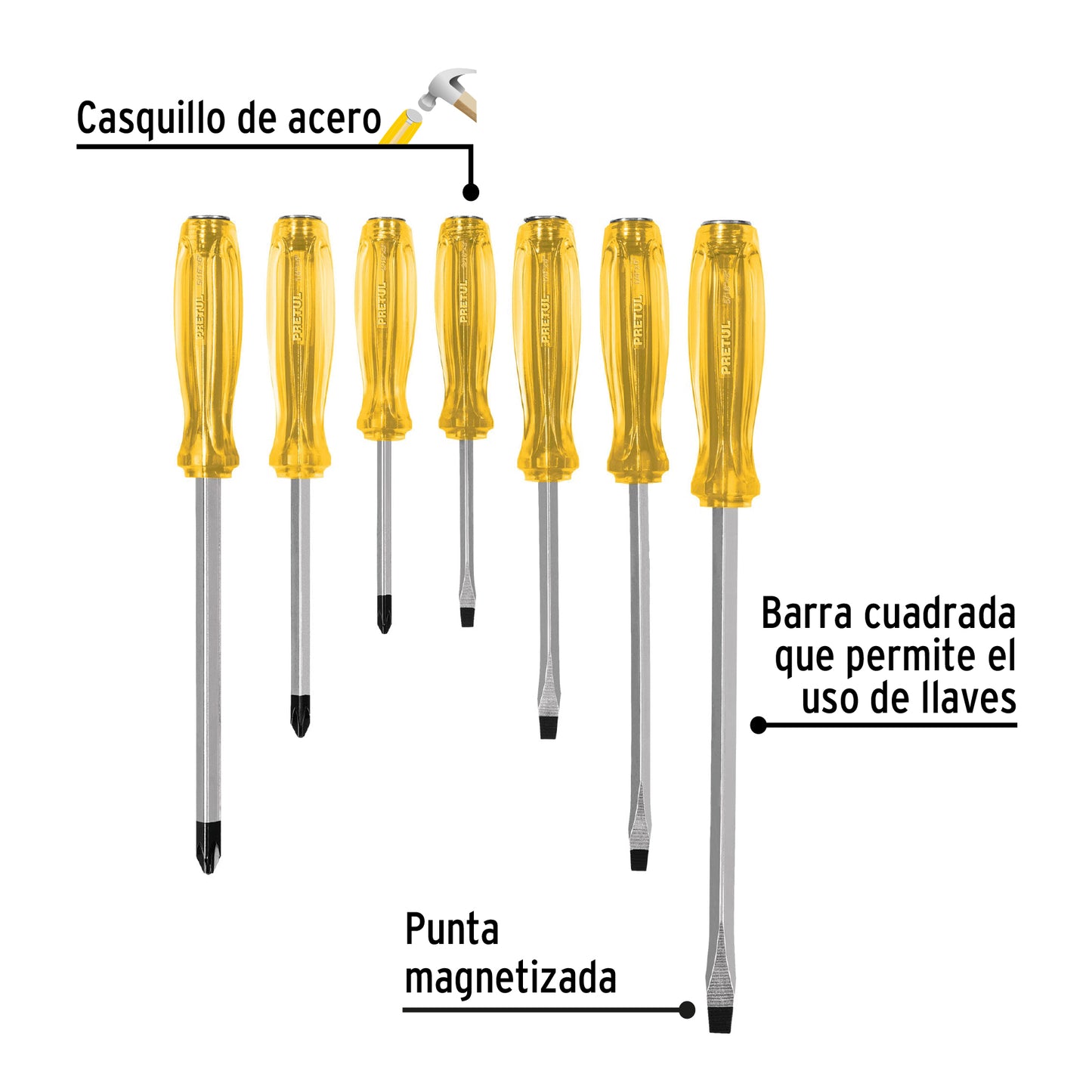 JUEGO DE DESTORNILLADORES DE GOLPE 7 PIEZAS 21378