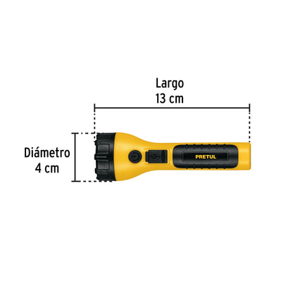 LINTERNA PLÁSTICA RECARGABLE DE LED 120 lúmenes 26101 Pretel