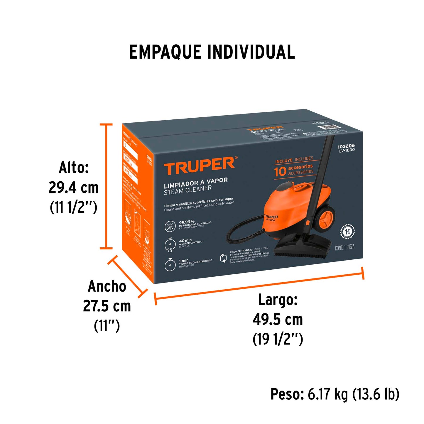 Limpiador a Vapor 1800w Truper  103206