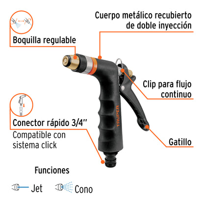 PISTOLA METALICA 2 FUNCIONES CON BOQUILLA 18476