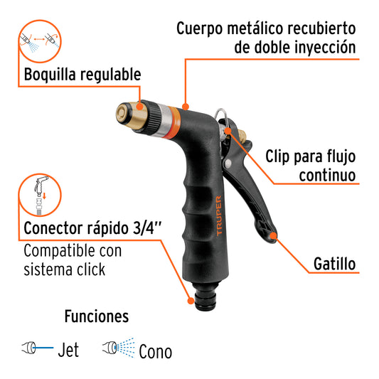 PISTOLA METALICA 2 FUNCIONES CON BOQUILLA 18476