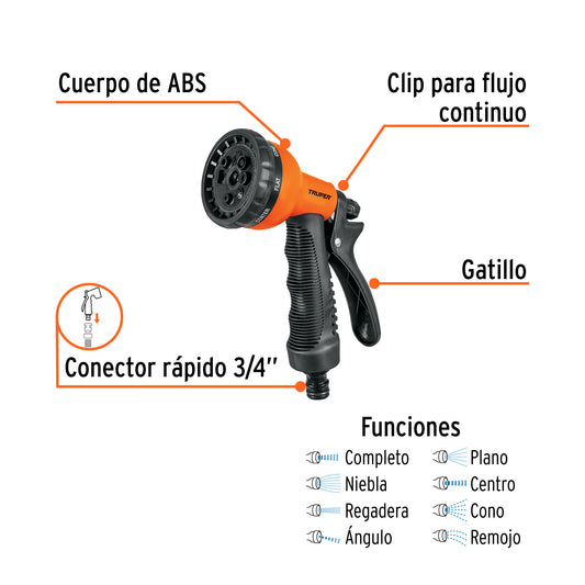 PISTOLA PLASTICA 8 FUNCIONES 18482