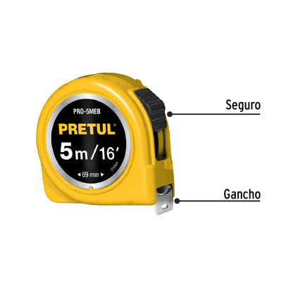 FLEXÓMETRO AMARILLO 5M CINTA 19MM 21606